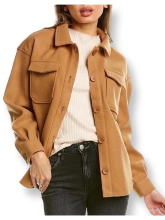 Anthropologie Jackets & Blazers - AVEC LES FILLES Anthropologie Felted Shirt Shacket Jacket Cognac Women's XS